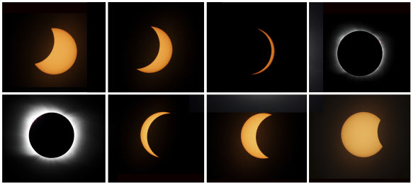 14일(현지시간) 아르헨티나 피에드라 델 아길라아에서 관측된 개기일식. AP 연합뉴스