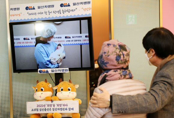 아기탄생 기뻐하는 가족