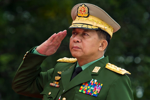 민 아웅 흘라잉 미얀마 최고사령관. AFP 연합&#45688;스