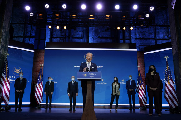 지난해 11월 차기 행정부 각료를 소개하는 조 바이든 미국 대통령. AP