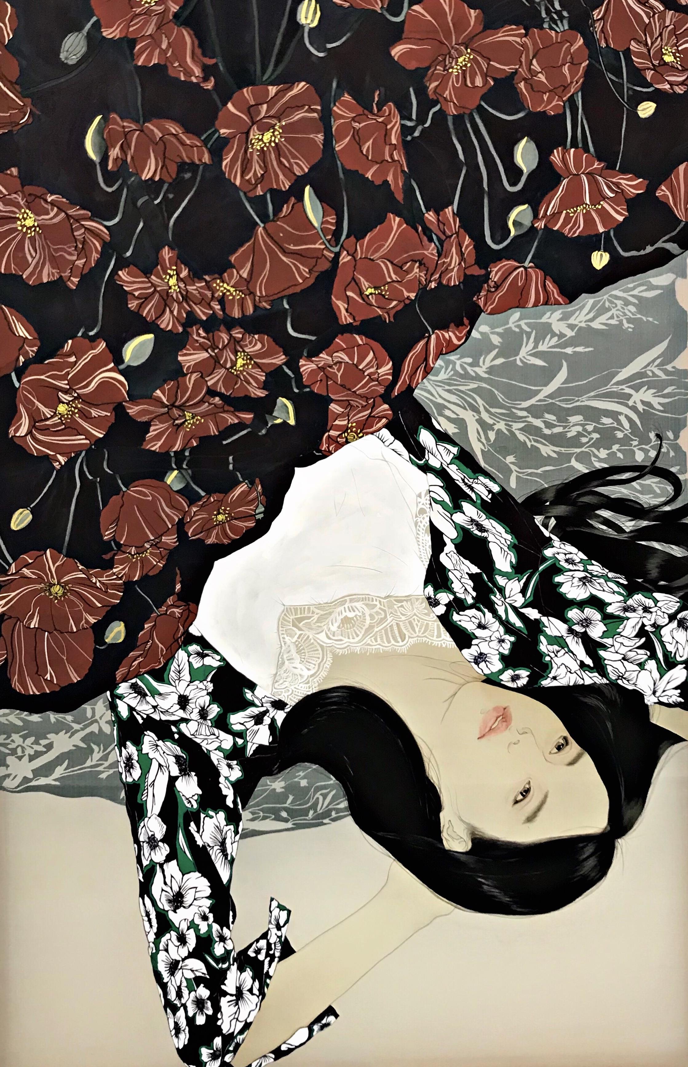 김유리, 해어화(解語花)_145.5x97cm_비단에 분채_2019