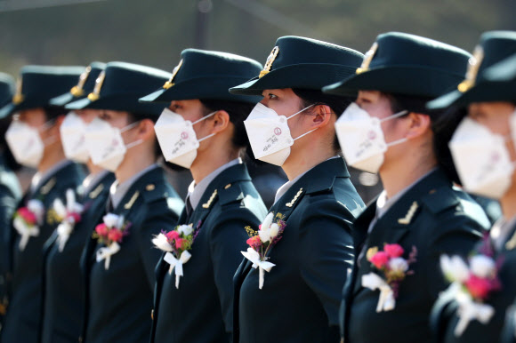 국군간호사관학교 임관식  국군간호사관학교 졸업생도들이 5일 대전광역시 국군간호사관학교 제61기 졸업 및 임관식에 참석해 있다. 2021.3.5 연합뉴스