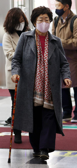 인권위 들어가는 이용수 할머니