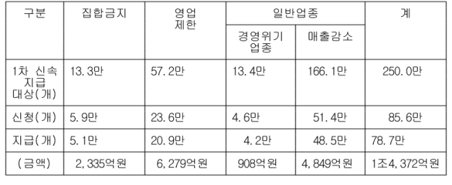 소상공인 버팀목자금 플러스 첫날 지원 현황