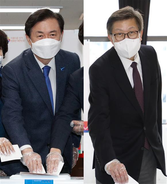 김영춘?박형준 부산시장 후보들의 사전투표