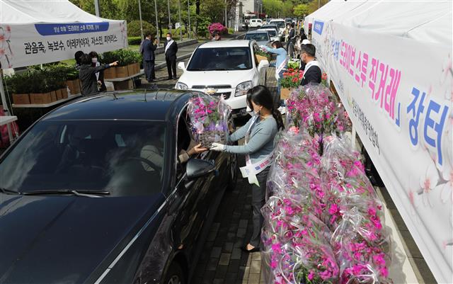 차 타고 꽃 쇼핑해요