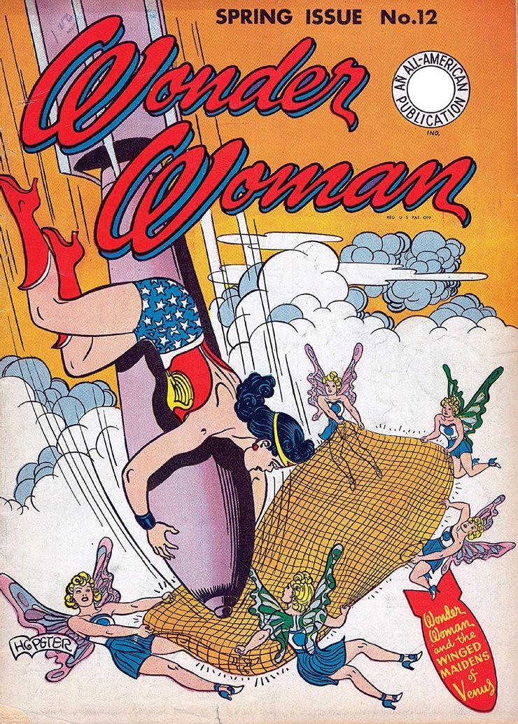 조이 험멜이 쓴 1945년‘원더우먼과 비너스의 날개 달린 처녀들’(Wonder Woman and winged maidens of Venus) 표지. DC코믹스 제공