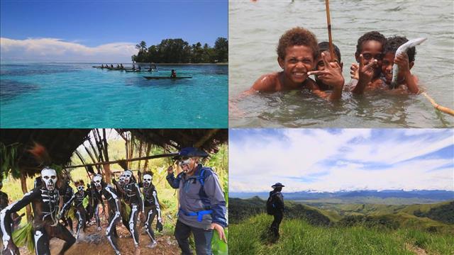 ‘세계테마기행’은 3~7일 남태평양 5개 나라를 주제로 방영한다. 파푸아뉴기니의 하일랜드에선 조상 대대로 해골 분장을 하고 춤을 추는 우마이 부족을 만날 수 있다.<br>EBS 제공