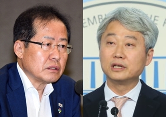 홍준표 무소속 의원 vs 김근식 경남대 교수. 연합뉴스