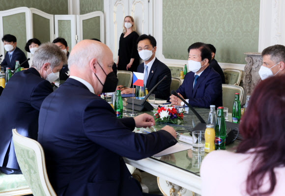체코 상원의장과 면담하는 박병석 국회의장