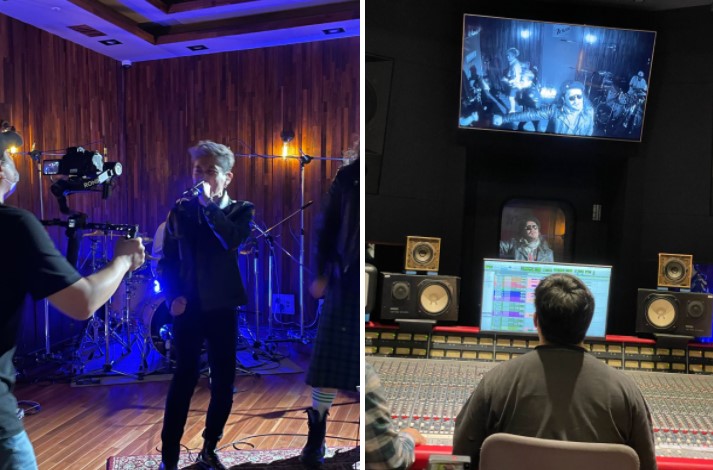 지난 7일 밴드 크라잉넛이 서울 마포구 타이탄 레코딩 스튜디오에서 라이브 녹음을 하고 있다. 사단법인 코드 제공