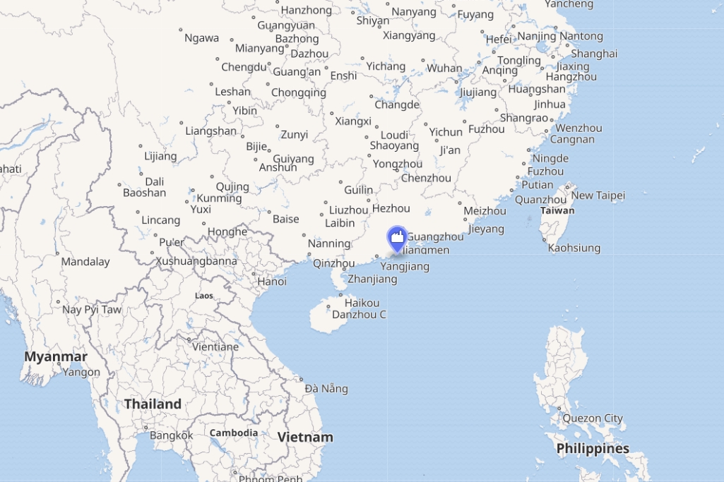 중국 광둥성 타이산 원전 위치.  위키피디아