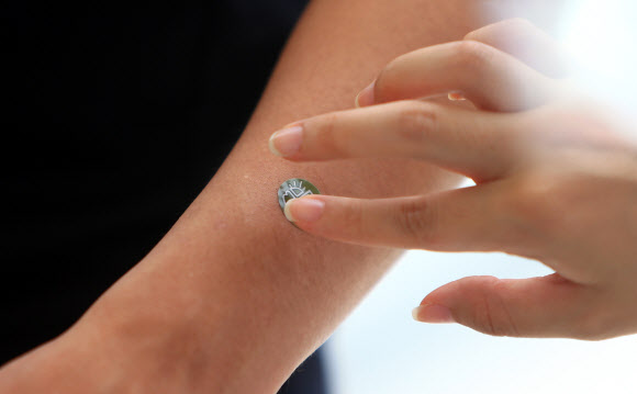 해수욕장 체온 스티커 부착