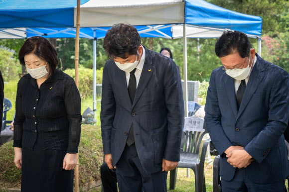 고 노회찬 대표 서거 3주기 추모제 참석한 정의당 여영국 대표