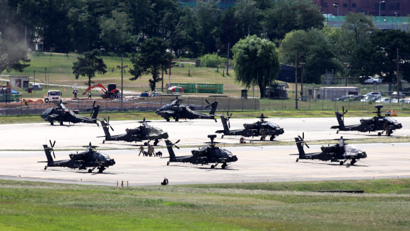 한미는 10일부터 오는 13일까지 각종 국지도발과 테러 등의 상황을 가정한 위기관리 참모훈련(CMST)를 실시한다. 한반도의 전시상황을 가정한 본훈련의 사전연습 격으로 공식 훈련 일정에는 포함되지 않는다.  사진은 9일 오후 경기도 평택시 캠프 험프리스 모습. 2021.8.9  연합뉴스