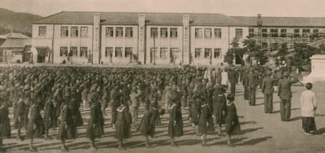 1939년 마산공립보통학교 아침조례 사진