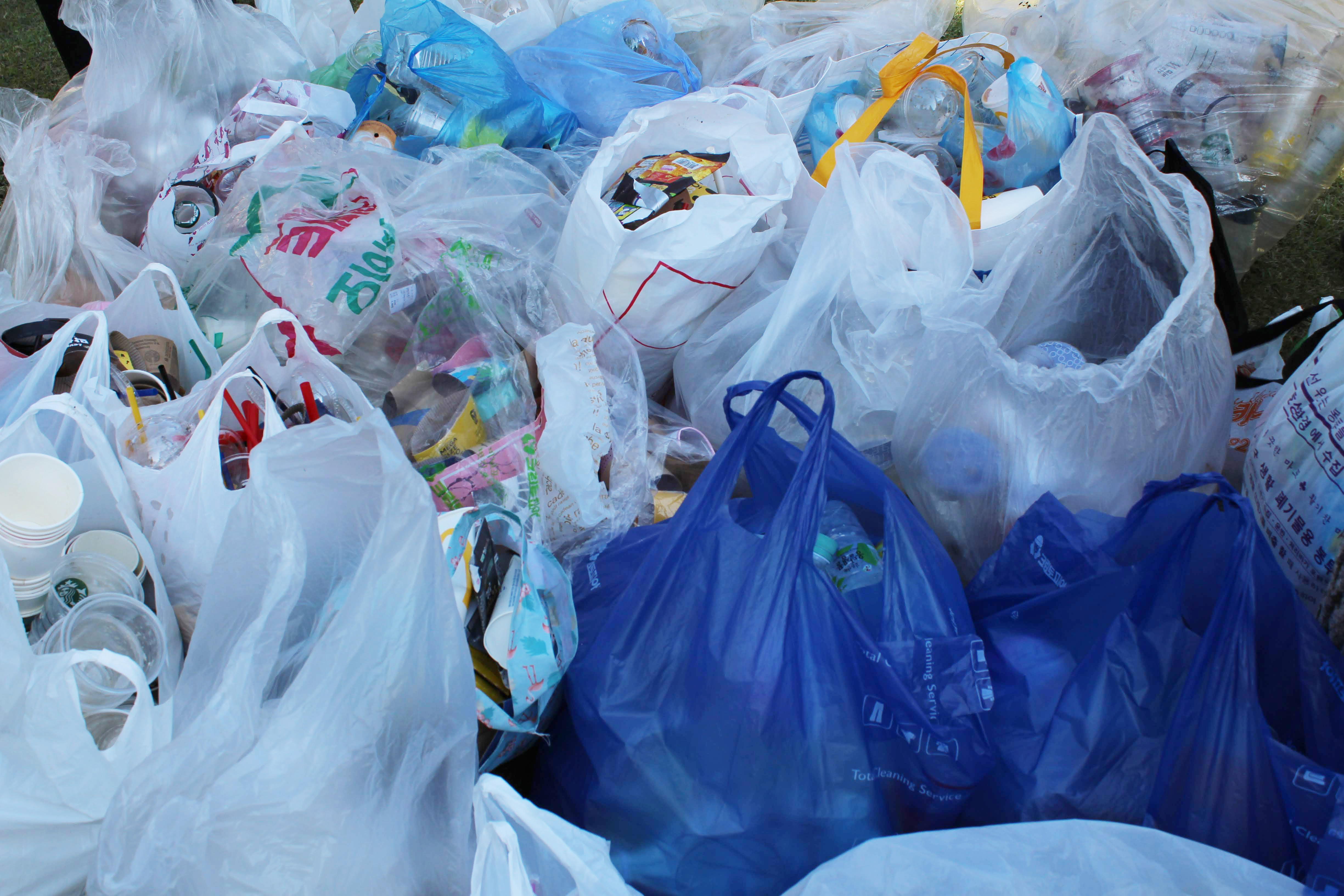 종이와 플라스틱 등 쓰레기들이 비닐봉지에 담겨있다. 서울신문DB