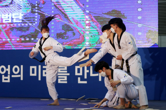 격파 선보이는 고양시 태권도시범단