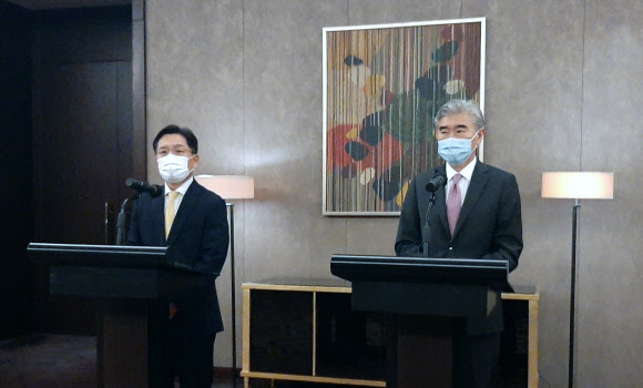 한미 북핵 수석대표, 자카르타 회동 후 기자회견
