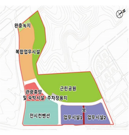 성남 분당구 정자동 백현마이스 개발지역 토지이용계획도. 성남시 제공
