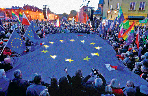 폴란드, EU 탈퇴 반대 시위