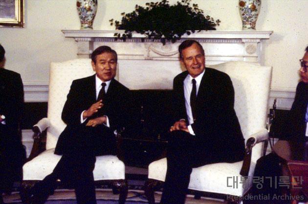 노태우 전 대통령, 조지부시 美 대통령과 함께