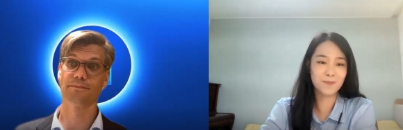 본지 기자와 화상 인터뷰를 하고 있는 올덴홀드 지사장<br>윤연정 기자 yj2gaze@seoul.co.kr