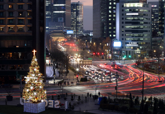 서울광장 성탄 트리 시험 점등