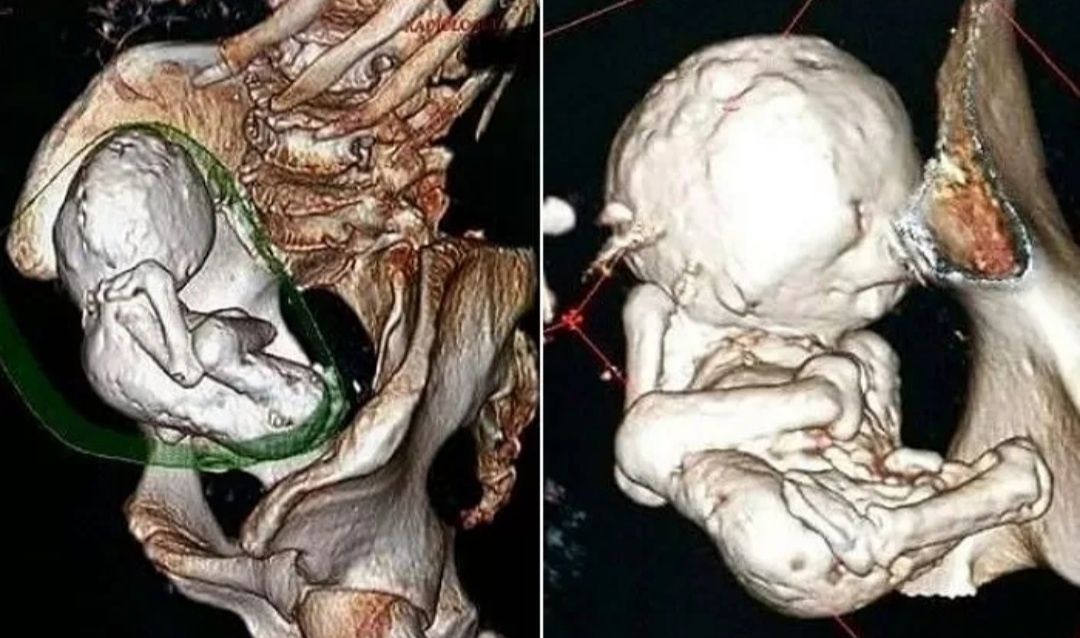 뱃속에 딱딱한 화석이 되어 남아있는 태아를 발견하지 못하고 35년간 품고 있던 할머니의 사연. 더 선 캡처