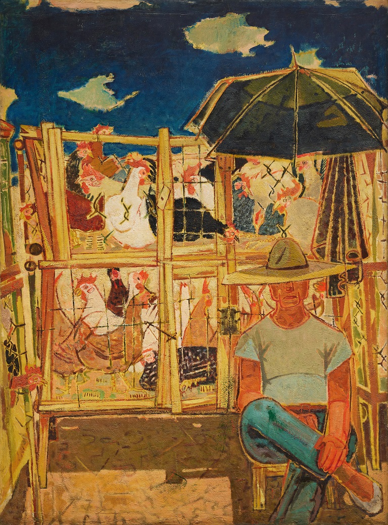 문신, 닭장, 1950년대, 캔버스에 유채. 141×103.5cm. 국립현대미술관 제공