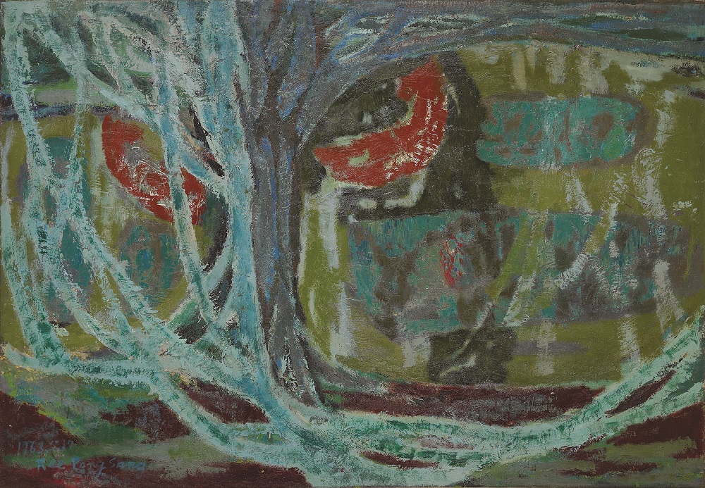 이봉상, 나무와 달(Tree and Moon), 1963, 캔버스에 유채, 112x160.5cm. 학고재갤러리 제공