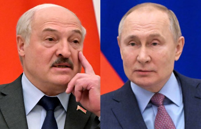 알렉산드르 루카셴코(왼쪽) 벨라루스 대통령. 블라디미르 푸틴(오른쪽) 러시아 대통령. EPA·AP 연합뉴스