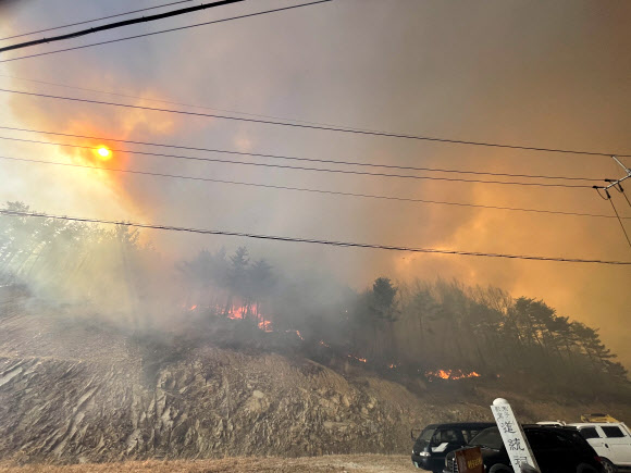 산불 확산하는 울진
