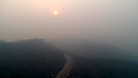 연기로 가득찬 울진군