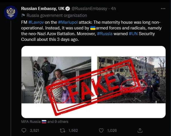 트위터가 삭제한 영국 주재 러시아대사관 게정. 러시아가 거짓이라고 주장한 내용이 엉터리였다.