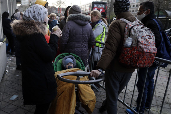 브뤼셀 난민센터, 러시아 침공 피해 우크라이나인 수용소