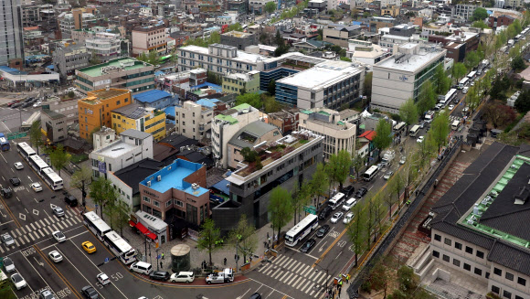 인수위 인근에 설치된 경찰 차벽