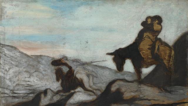※오노레 도미에, ‘돈키호테와 산초 판사’, 1855년경 ※(40.3×64.1㎝, 내셔널 갤러리, 영국 런던)