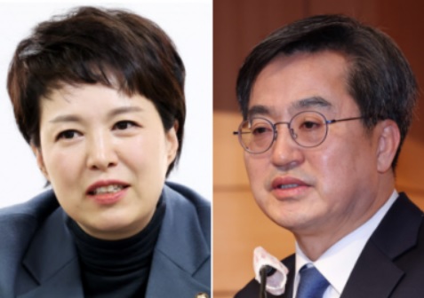 경기도 거주 만 18세 이상 남녀 804명을 대상으로 조사한 결과 가상 양자대결에서 김동연(오른쪽) 전 부총리는 48.8%, 김은혜(왼쪽) 의원은 41.0%의 지지를 받았다.
