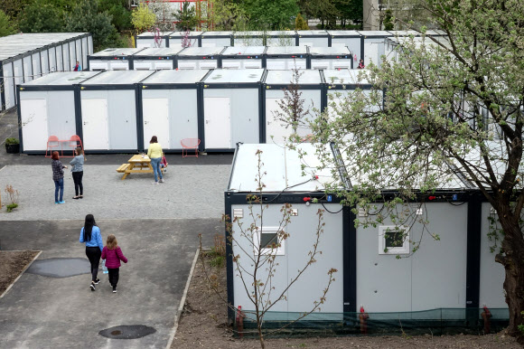 르비우에 마련된 이동식 주택단지