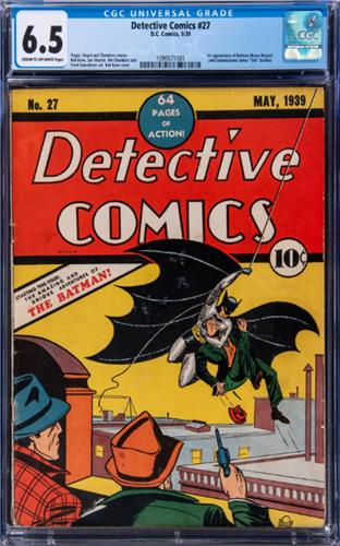 배트맨이 첫 등장한 1939년 DC 27권 표지 골딘옥션 웹사이트.