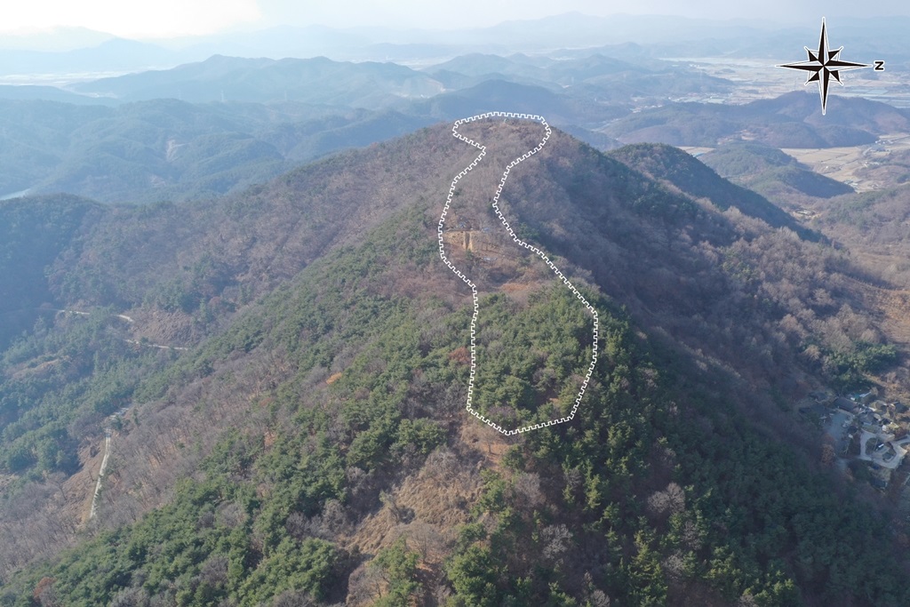 경남도 문화재로 지정된 함안 안곡산성 유적 범위