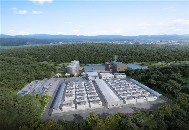 한국수력원자력이 전주시 등과 공동으로 2024년 완공할 예정인 국내 최초 바이오가스를 활용한 수소융복합사업단지 조감도. 한국수력원자력 제공