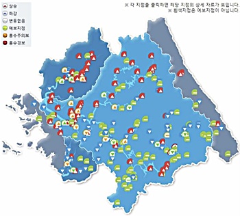 한강홍수통제소는 6년 전부터 하천 수위 정보를 실시간으로 제공하고 있다.