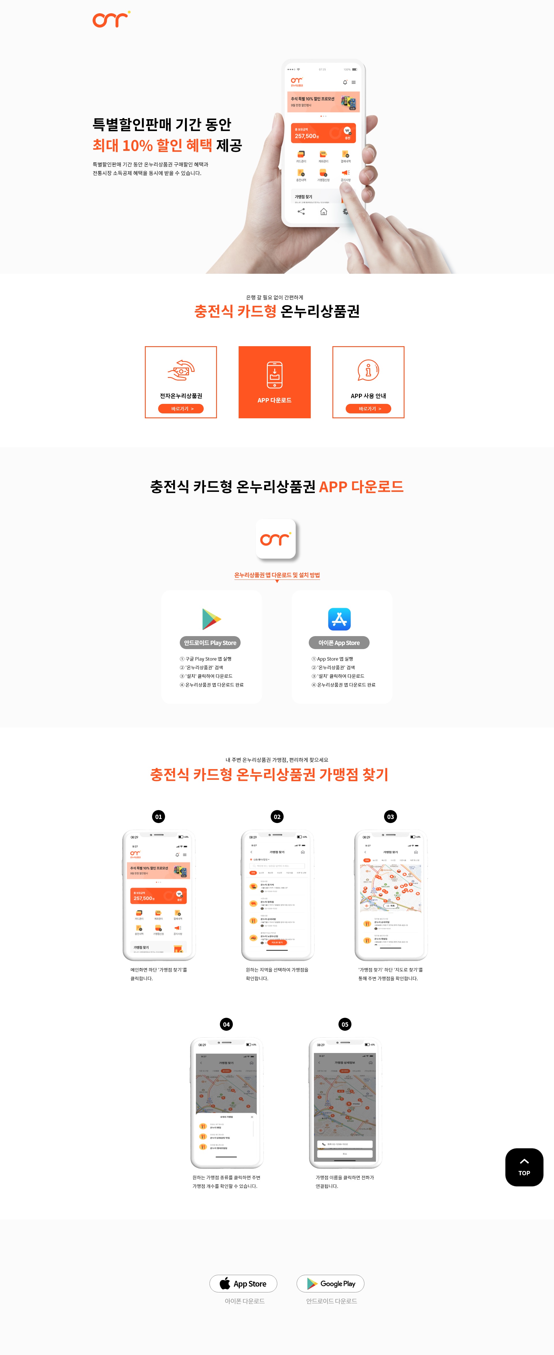‘온누리상품권’ 모바일 앱 이용 설명 이미지. KT 제공.