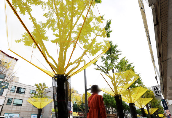 은행 열매 악취 잡는 수집망