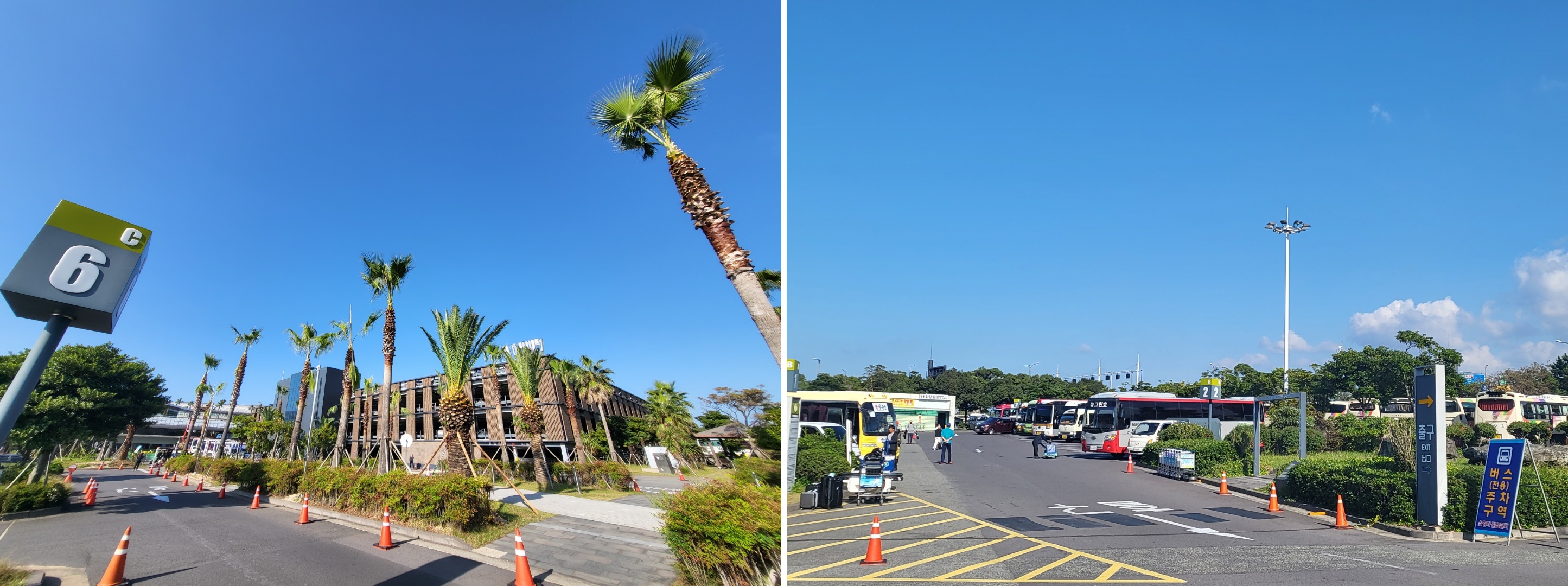 2017년 완공한 주차빌딩도 이젠 포화상태에 이르렀다. 오른쪽 사진은 전세버스 주차장의 모습.