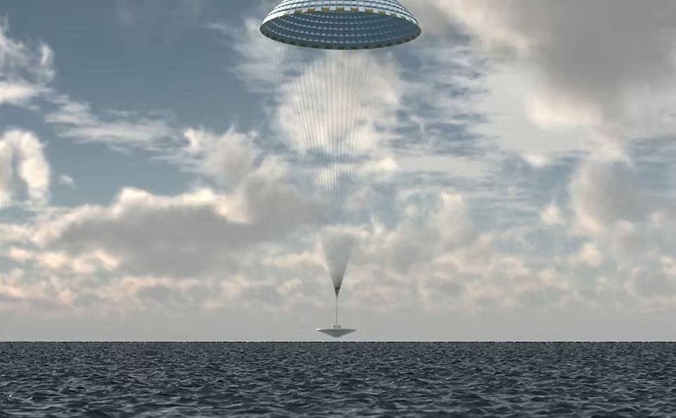 팽창식 감속기는 착륙 전 낙하산을 펼쳐 속도를 더 낮출 수 있다. / 사진=NASA