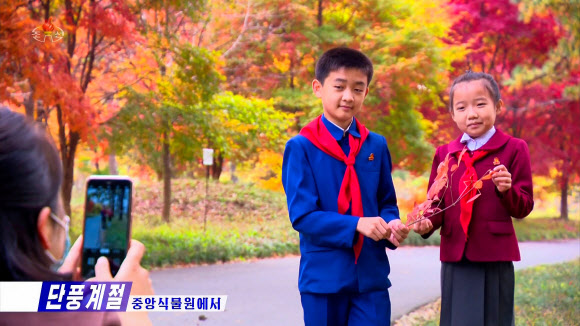 평양 대성산의 가을 풍경