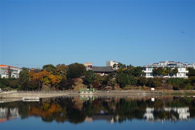 금호강변에 그림처럼 자리잡은 영천 조양루. 그 뒤편 일대가 조선시대 영천읍성 터다. 서동철 논설위원